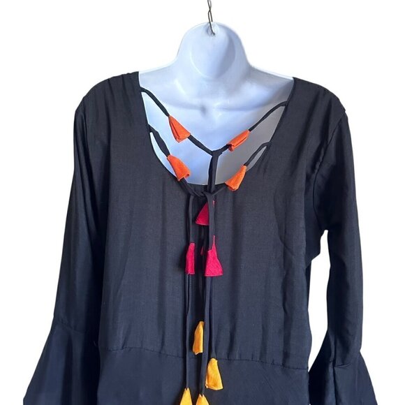 NWOT Black Rayon Kurta with Pearl and Tassel Details - Size M - Picture 10 of 12